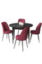 Hanah Home Tor Juego de Mesa y Sillas de Comedor, Mármol Negro y Burdeos
